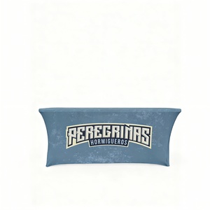 Jeté de table avec logo imprimé sur mesure Nappe de table extensible et ajustée personnalisée pour événement de salon professionnel - Product Image 2