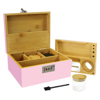 Kit d'accessoires magnétiques anti-odeur personnalisés boîte de rangement pour tabac boîte de rangement en bois de bambou avec plateau roulant et serrure