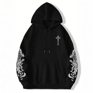 Sweat-shirt à <span class=keywords><strong>capuche</strong></span> en maille pour homme, personnalisable en usine, impression DTF/DTG, coupe oversize, style vintage décontracté, collection automne - Product Image 1