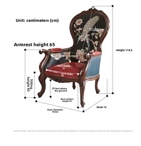 American Solid Wood Antique French Style High-end Leisure Sofa <strong>Chair</strong> with Backrest for Bedroom Living Room Villa - Product Image 6