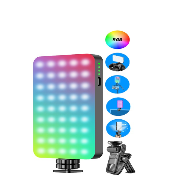 Portable Rechargeable RGB LED Video Light Flash Fill Photography Pocket Light for Selfie Mobile Photographic Lighting