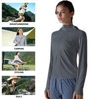 Veste athlétique de randonnée de voyage de grande taille pour femmes, manteau de course léger à fermeture éclair personnalisé avec sweat à capuche