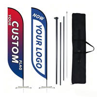 Drapeau de plage personnalisé de qualité supérieure, double face, couleur pleine, sublimation par transfert thermique, avec base croisée robuste pour les programmes d'affichage en grande volume