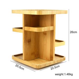 Organizador de cosméticos de bambú Carrusel de almacenamiento multifunción para maquillaje - Product Image 5