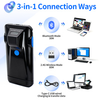 Lecteur de codes-barres sans fil 3-en-1 GTCODESTAR 2.4G, scanner portable avec clip dorsal, scanner de codes-barres 2D avec clip dorsal pour téléphone