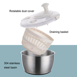<span class=keywords><strong>Essoreuse</strong></span> à <span class=keywords><strong>salade</strong></span> en acier inoxydable 304, grande, pour sécher la laitue, laver les légumes et les fruits avec drain - Product Image 6