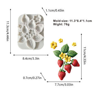 3D Connected <strong>Strawberry</strong> Leaf Flower Silicone Mold Fondant <strong>Cake</strong> <strong>Decorating</strong> for Chocolate Candy Baking Tools - Product Image 6