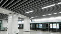 Système de déflecteurs en aluminium en U au design classique 50x100mm, insonorisant, ignifuge et décoratif pour hôpitaux