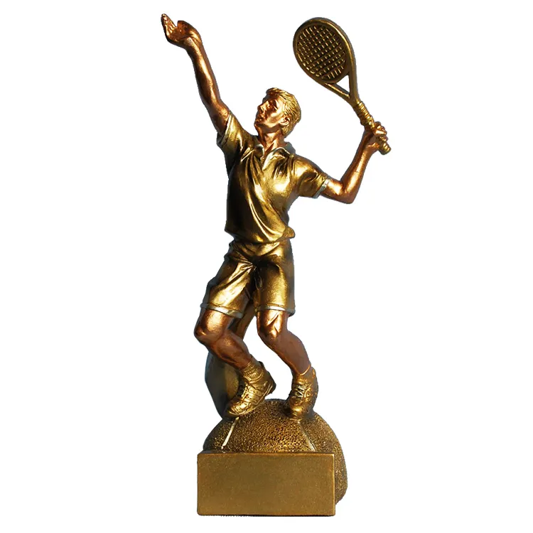 Tennis Resin Trophy Gold Resin Trophy Custom Trophy With tennis racket