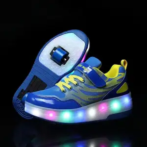 Kick Out Kinderen Wielschoenen, Dubbele Wielen Rolschaatsen Race Schoen, Led Licht Op Twee Wielen Kinderen X Rolschaatsschoenen