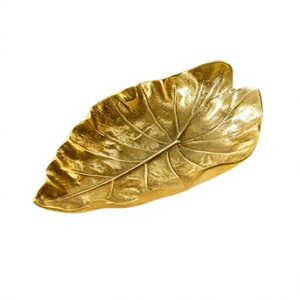 Aluminium Gold Color Leaf Serving Dish With Highest Quality Chocolates Serving Dish For Wedding Events Use - Product Image 1