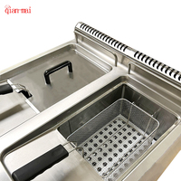 Fabricant d'équipements de cuisine professionnels, friteuses à gaz à double réservoir, friteuse en acier inoxydable avec un cabinet