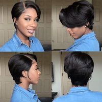 Perruques Courtes en Gros pour Vendeurs de Cheveux – Perruques Courtes Pixie en Cheveux Humains Vierge Péruviens Remy 13x4 Full Lace Front pour Femmes Noires