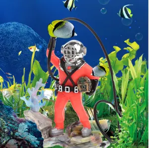 Fabrikanten Pneumatische Aquarium Decoratie Diver Met Slang Aquarium Landschapsarchitectuur Duikers Little Copper Man
