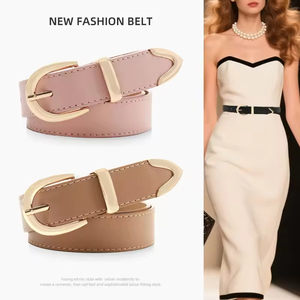 Novos Cintos Minimalistas e Versáteis para Mulheres, Vendas Diretas de Fábrica, Acessórios de Cinto, Fivela de Liga, Material PU, Cinto Personalizado - Product Image 3