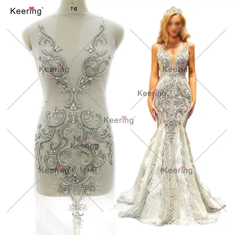 WDP-418 Keering Gaun Putri Apliques De Roupas Com Strass Murah Mewah Kristal Menjahit Berlian Imitasi Appliques Produsen