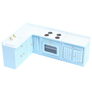 Échelle Mini maison de poupée en plastique accessoires de meubles de cuisine combinaison de quatre pièces avec combinaison de comptoir de naufrage pour jouets et bricolage - Product Image 5