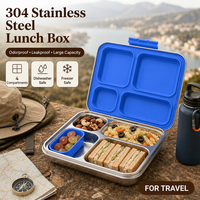 Boîte à bento en acier inoxydable chauffable à 4 compartiments, 1240 ml, micro-ondable, étanche, sans BPA, pour enfants