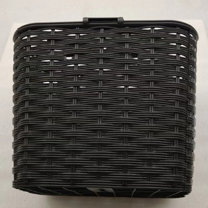 Cesta de la compra de coche y <span class=keywords><strong>bicicleta</strong></span> eléctrica de Material de ratán de imitación negro grueso con cesta tejida cuadrada - Product Image 2