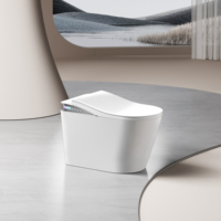 WC intelligent monobloc avec bidet intégré, couvercle à ouverture/fermeture automatique, siège chauffant, lavage à l'eau chaude, séchage, désodorisant, télécommande, fixation au sol