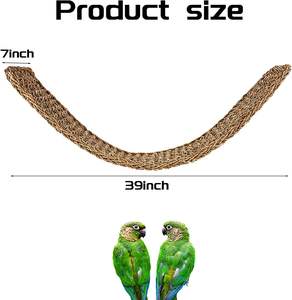 Jaring Tidur Burung Anyaman Rumput Alami, Tikar Panjat Tali, Mainan Kunyah, Aksesoris Kandang untuk Burung Beo, <span class=keywords><strong>Cockatiel</strong></span> & Hewan Peliharaan Kecil - Product Image 6