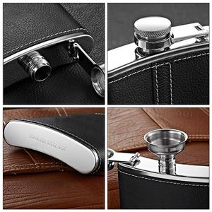 Ensemble Cadeau Gourde Isotherme Multifonction en Acier Inoxydable avec Housse en Cuir Motif Litchi de Haute Qualité 8 oz, Logo Personnalisé - Product Image 4