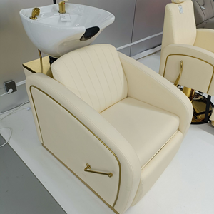 Estación de Lavado de Cabello de Diseño Moderno y Lujoso, Suministrada por Fábrica, Silla de Lavado de Cabello para Salón, Cama de Lavado de Cabello de Cuero PU con Tazón de Cerámica - Product Image 2
