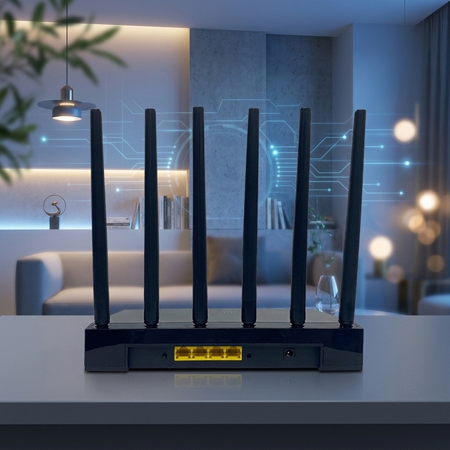 WiFi 6 Dual-Band 2.4G/5G Mesh Router with 4 External Antennas 3 LAN Ports Custom Firmware for Industrial IoT