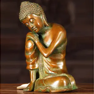 Atacado antigo fengshui tibetano pensamento bronze estátua de buda de cobre