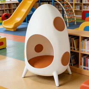 Fauteuil coquille d'œuf moderne pour coin lecture enfant, pod sensoriel intérieur pour enfants, mobilier de bibliothèque pour maternelle et école maternelle - Product Image 4