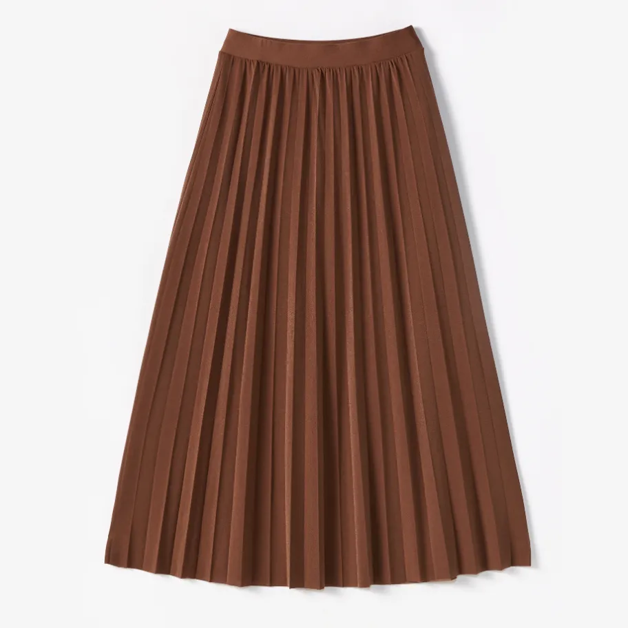 High Quality Half Pleated Skirt High Waisted Wrinkled Flowing Pleated Skirt Silky Soft A-line Skirts