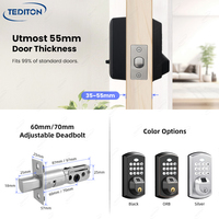 Serrure de porte intelligente Tuya OEM à empreinte digitale biométrique, verrouillage automatique sans clé, loquet 60/70 mm, norme ANSI A03, vente en gros