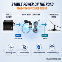 Kit de Montaje para Vehículos Starlink con Convertidor de Corriente Continua, Carcasa Impermeable para Cables, Combo para Camionetas 4x4, Internet Móvil Todoterreno