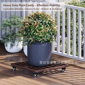 Plateau de déplacement pour pot de fleurs en bois avec roulettes, base pliable, support rectangulaire pour plantes, multi-usages - Product Image 2
