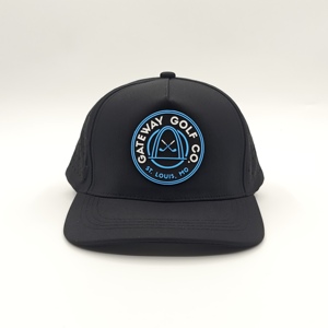 Casquette de golf tactique 5 panneaux unie imperméable avec logo en silicone personnalisé, faible MOQ, OEM, patch en caoutchouc 3D perforé au laser, pour usage urbain actif - Product Image 4