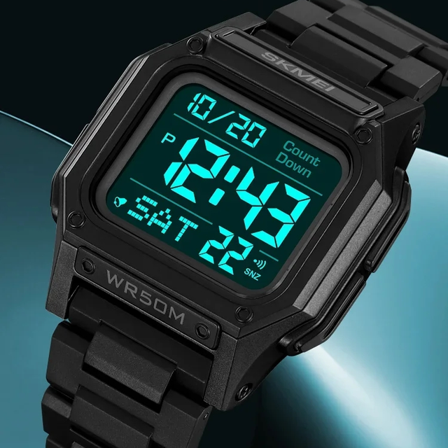 SKMEI 2264 Digital Electronic Watch Casual 5Bar Waterproof Sport Fashion Silicone Strap LED Display Watches for Men Reloj Hombre