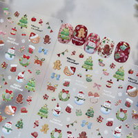 Autocollants 5D en relief TSZS pour ongles de Noël, motifs mignons Père Noël, bonhomme de neige, nœud, décorations auto-adhésives pour ongles, pour DIY, salon et vente en gros