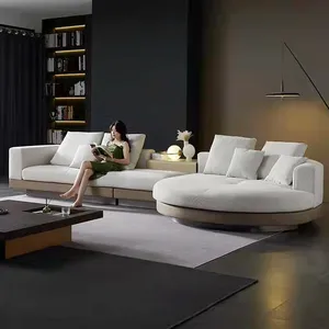 New Design Large Size Villa Comfort Sofa Living Room Furniture Modular Luxury Modern Velvet U Shape Sofa Leather Sectional Sofa