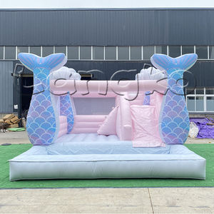 Nouveau château gonflable d'air de PVC commercial 0.55 sautant le château plein d'entrain blanc de videur de lune de mariage pour la location - Product Image 5