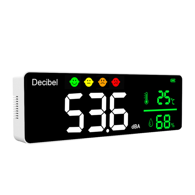 Wall Mounted Sound Level Meter Noise Detector Decibel Frequency Tester with LED Screen Cable Ear Health Testing Equipment