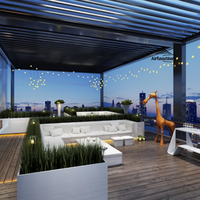 Pergola murale 4x4 avec toit en aluminium résistant aux rongeurs pour l'extérieur