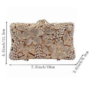 Luxury Floral Rhinestone Evening Bag for Women Pillow Crystal <b>Clutch</b> Purse Detachable Chain Handbag for Banquet Prom - Product Image 5