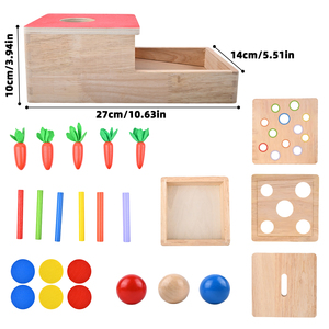 Bán nóng 4 trong 1 bằng gỗ Montessori đồ chơi đối tượng vĩnh cửu hộp hình dạng phân loại xếp chồng đồng xu cà rốt thu hoạch Trò chơi giáo dục đồ chơi - Product Image 6