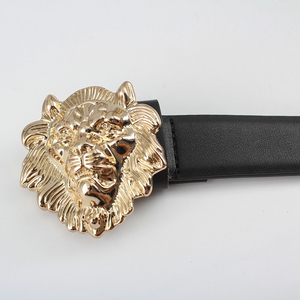 Nieuwe Custom Aankomst Mode Vrouwen Nieuw Ontwerp Leeuw Gesp Riemen Zwart Pu Lederen Riem - Product Image 4