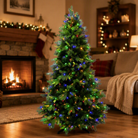 Meistverkaufter Künstlicher Fichten-Weihnachtsbaum mit Drehständer Musik 8-Effekt LED-Lichter Grünes PE/PVC-Material für Zuhause und Hochzeit