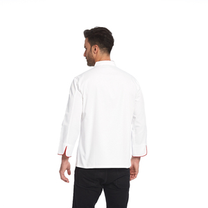 Jas Chef Kerah Tegak dengan List Merah, Logo Custom, Lengan Panjang, Kancing <span class=keywords><strong>Ganda</strong></span>, Seragam Hotel, Katering, Toko Roti, Dilengkapi Apron Senada - Product Image 5
