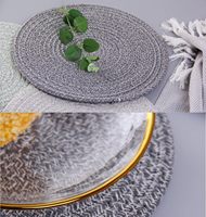 QJMAX Sets de table ronds en coton tissé de belle conception Tapis de table ménagers (12 pouces, 4 ensembles, fleur gris foncé)