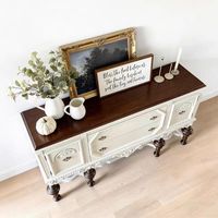 Buffet vintage en bois massif sculpté, style rétro, meuble de rangement rustique européen antique, console d'entrée