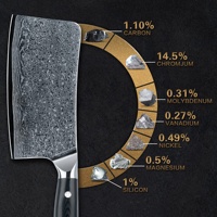 Noir G10 Mosaïque Pin Poignée Professionnel 7 pouces Damas Acier cuisine couperet couteau désossage couteau avec noyau en acier vg10