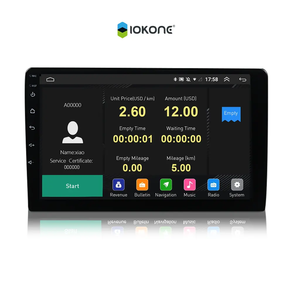 IOKONE Taksimeter Sistem Manajemen Armada Octa Core dengan Printer GPS Tracker dan CANBus